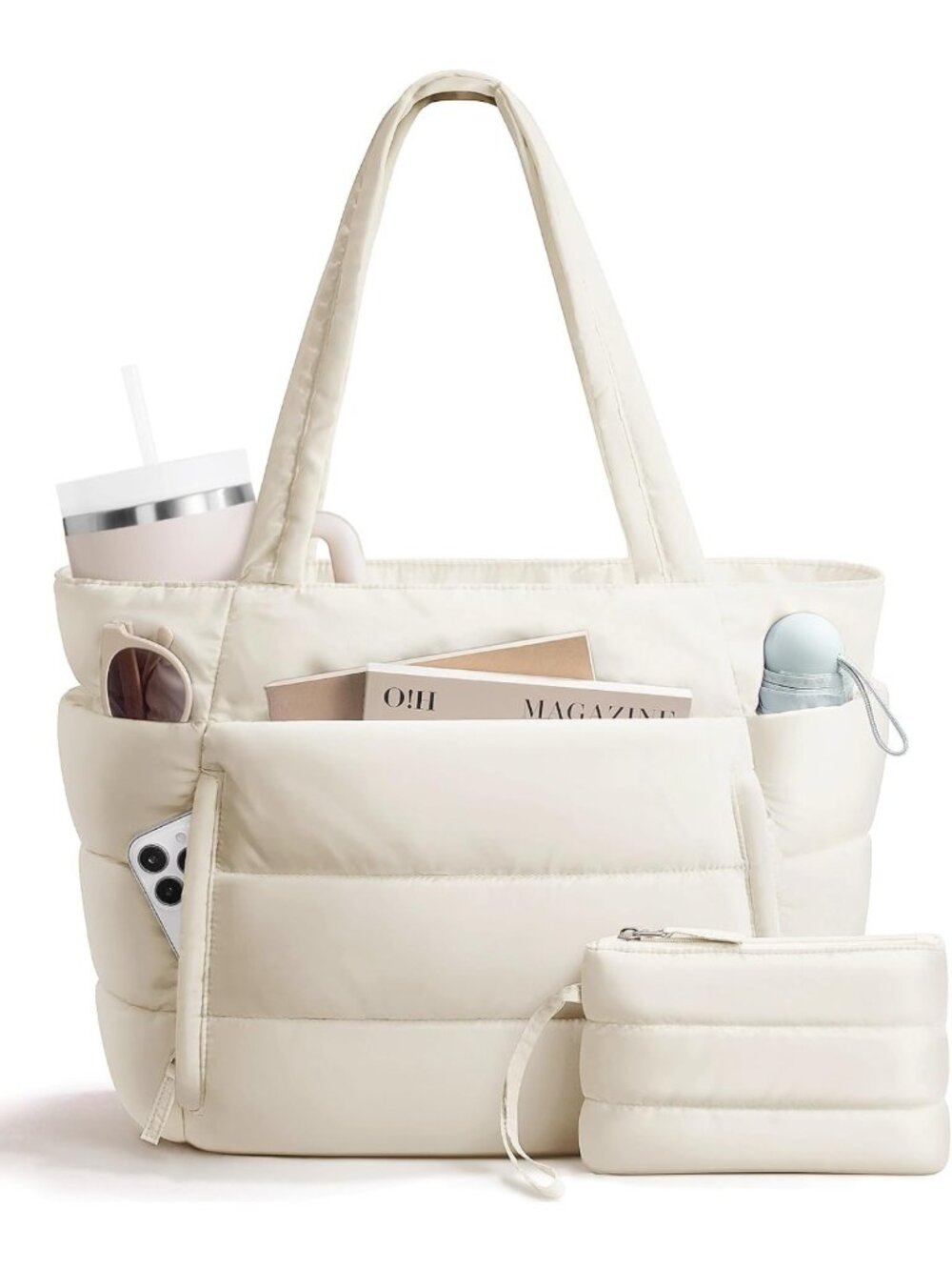 Lightweight Puffer Tote Bag for Women | Stylish Travel & Gym Work Bag